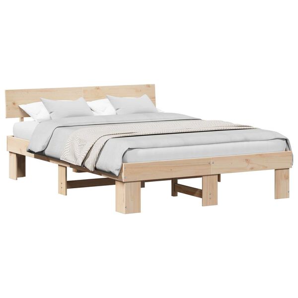 vidaXL Σκελετός Κρεβατιού Καφέ 150 x 200 cm Συμπαγές ξύλο πεύκου