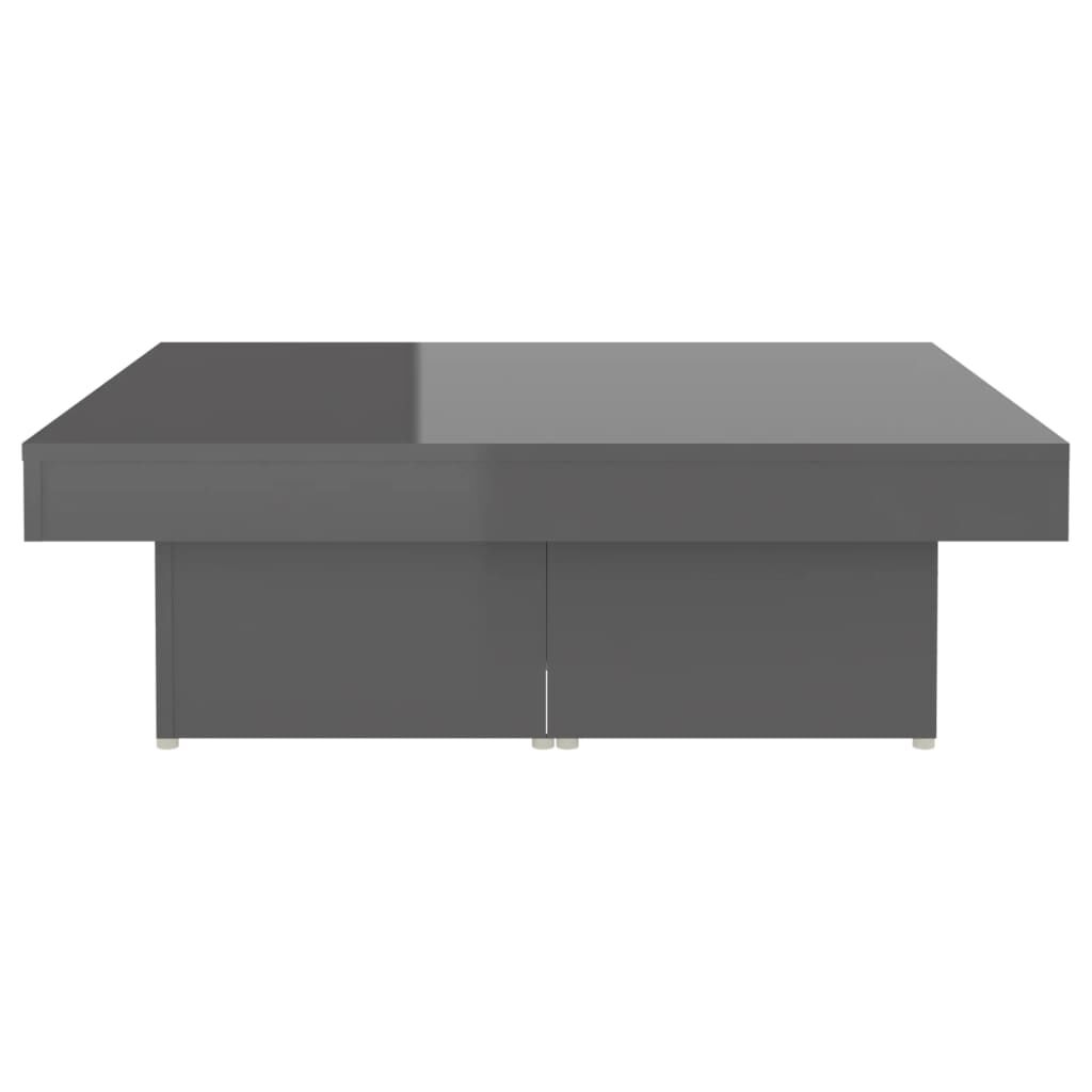 vidaXL Τραπεζάκι Σαλονιού Γυαλιστερό Γκρι 90x90x28εκ. από Μοριοσανίδα