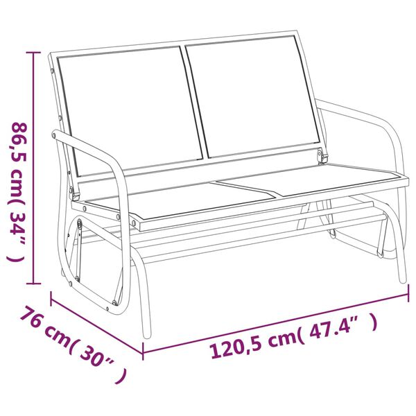 vidaXL Παγκάκι Κήπου Κουνιστό Μαύρο 120,5x76x86,5 εκ. Textilene/Ατσάλι