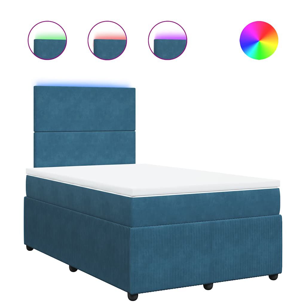 vidaXL Κρεβάτι Boxspring με Στρώμα Μπλε 120x200 εκ. Βελούδινο