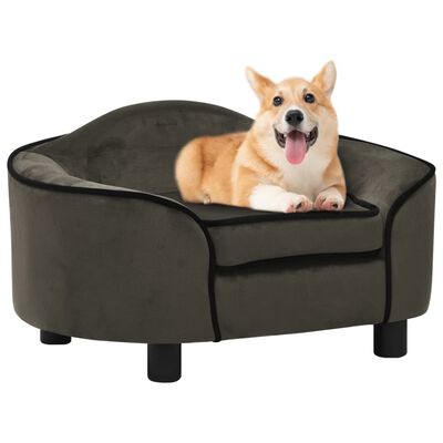 vidaXL Καναπές - Κρεβάτι Σκύλου Σκούρο Γκρι 67 x 47 x 36 εκ. Βελουτέ