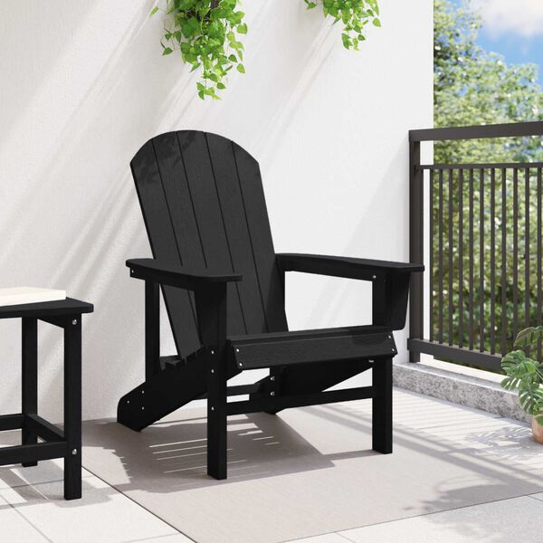 vidaXL Μαύρη Καρέκλα Adirondack 74 x 82 x 91 εκ. από HDPE