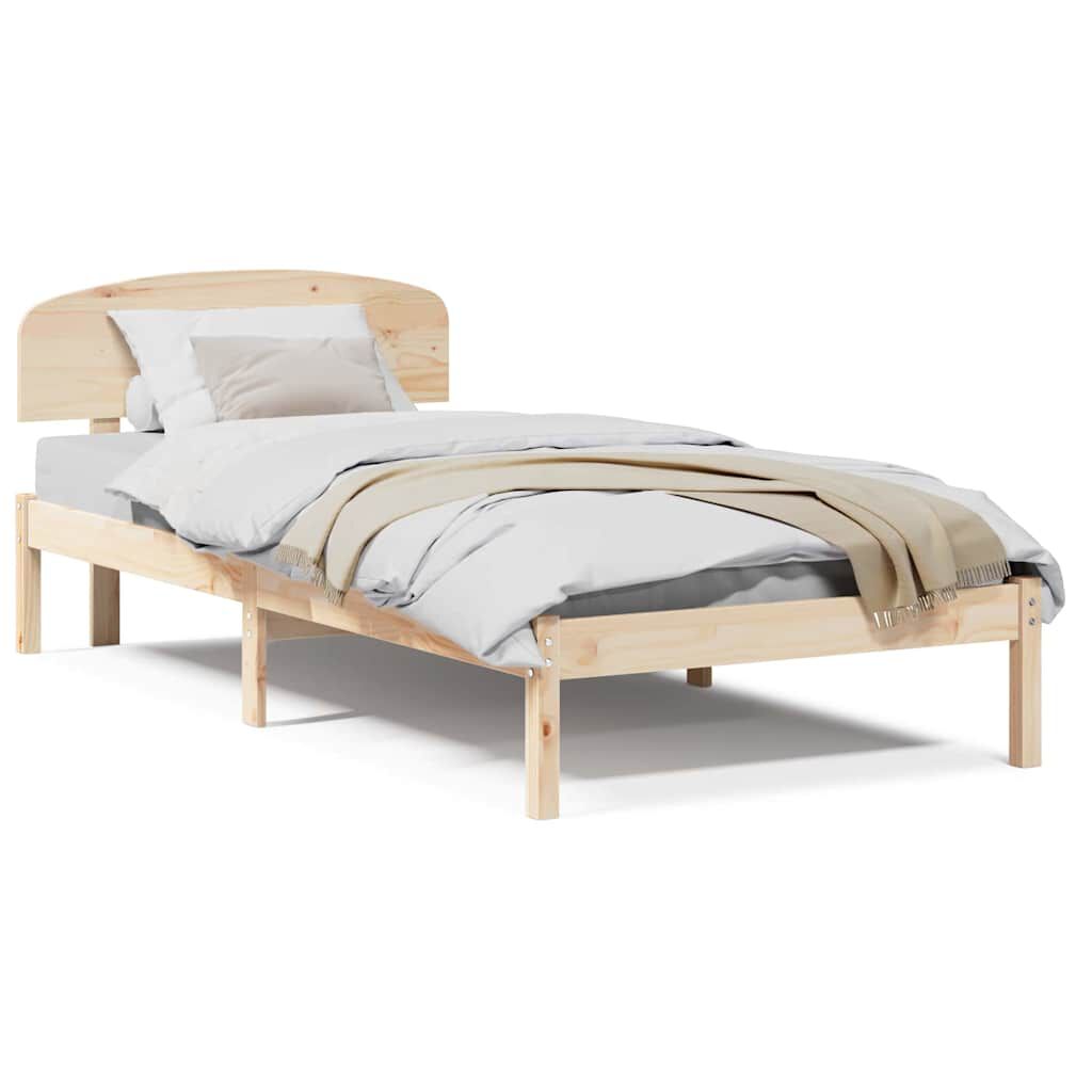 vidaXL Σκελετός Κρεβατιού Καφέ 90 x 190 cm Μασίφ ξύλο πεύκου