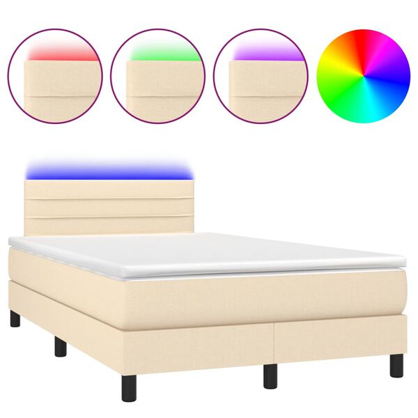 vidaXL &Kappa;&rho;&epsilon;&beta;ά&tau;&iota; Boxspring &mu;&epsilon; &Sigma;&tau;&rho;ώ&mu;&alpha; & LED &Kappa;&rho;&epsilon;&mu; 120x190 &epsilon;&kappa;. &Upsilon;&phi;&alpha;&sigma;&mu;ά&tau;&iota;&nu;&omicron;
