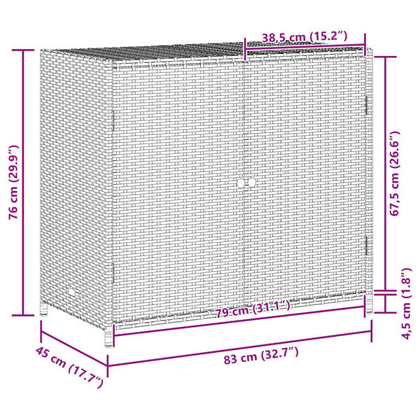 vidaXL Ντουλάπι Αποθήκευσης Κήπου Γκρι 83x45x76 εκ. από Συνθ. Ρατάν