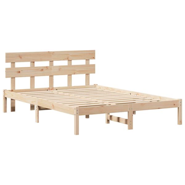 vidaXL Σκελετός Κρεβατιού Καφέ 140 x 200 cm Μασίφ ξύλο πεύκου