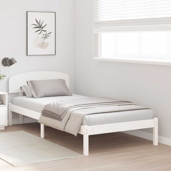 vidaXL Σκελετός Κρεβατιού Λευκό 75 x 190 cm Μασίφ ξύλο πεύκου