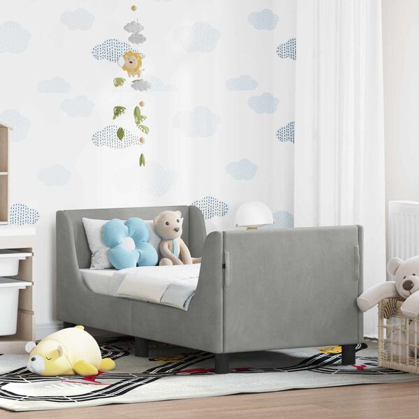 vidaXL Κρεβατική βάση για παιδιά με προσκέφαλο Ανοιχτό γκρι