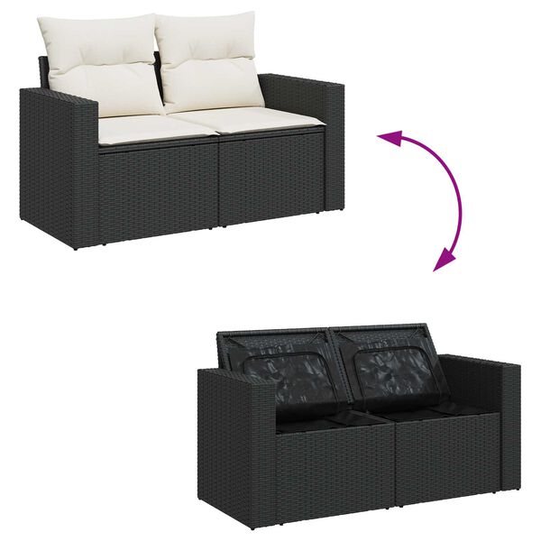 vidaXL Σετ Καναπέ Κήπου 14 pcs Μαύρο και κρεμ 110 x 55 x 71 εκ