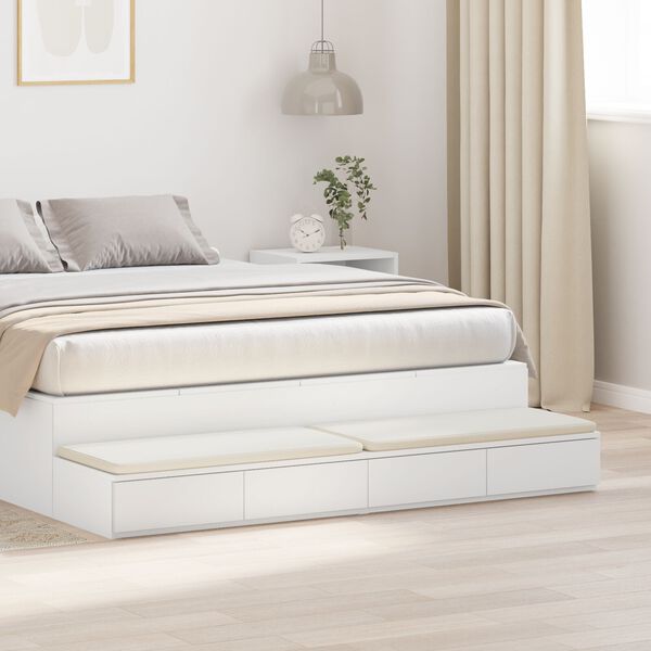 vidaXL Λευκά Συρτάρια Κρεβατιού 135x36,5x16,5 εκ από Ξύλο