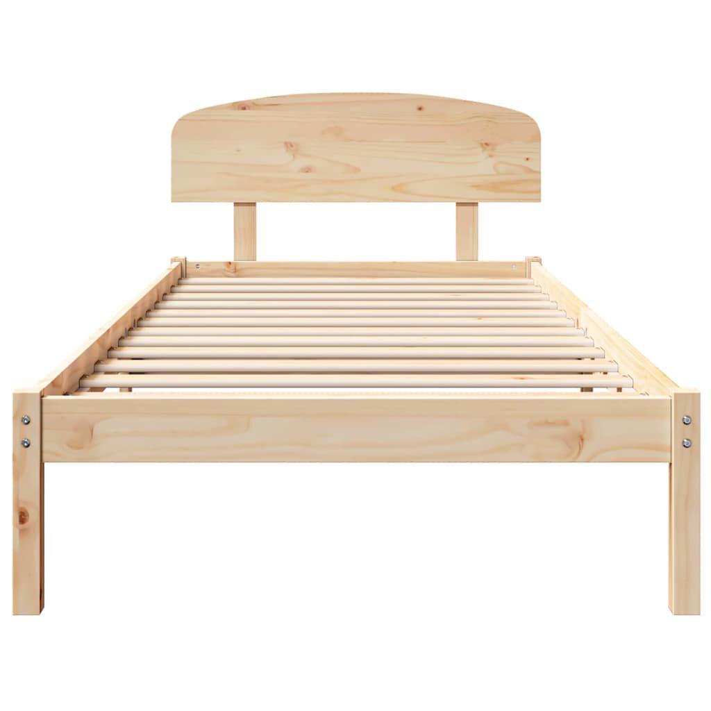 vidaXL Σκελετός Κρεβατιού Καφέ 90 x 190 cm Μασίφ ξύλο πεύκου