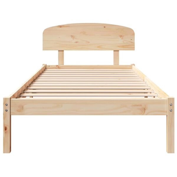 vidaXL Σκελετός Κρεβατιού Καφέ 90 x 190 cm Μασίφ ξύλο πεύκου