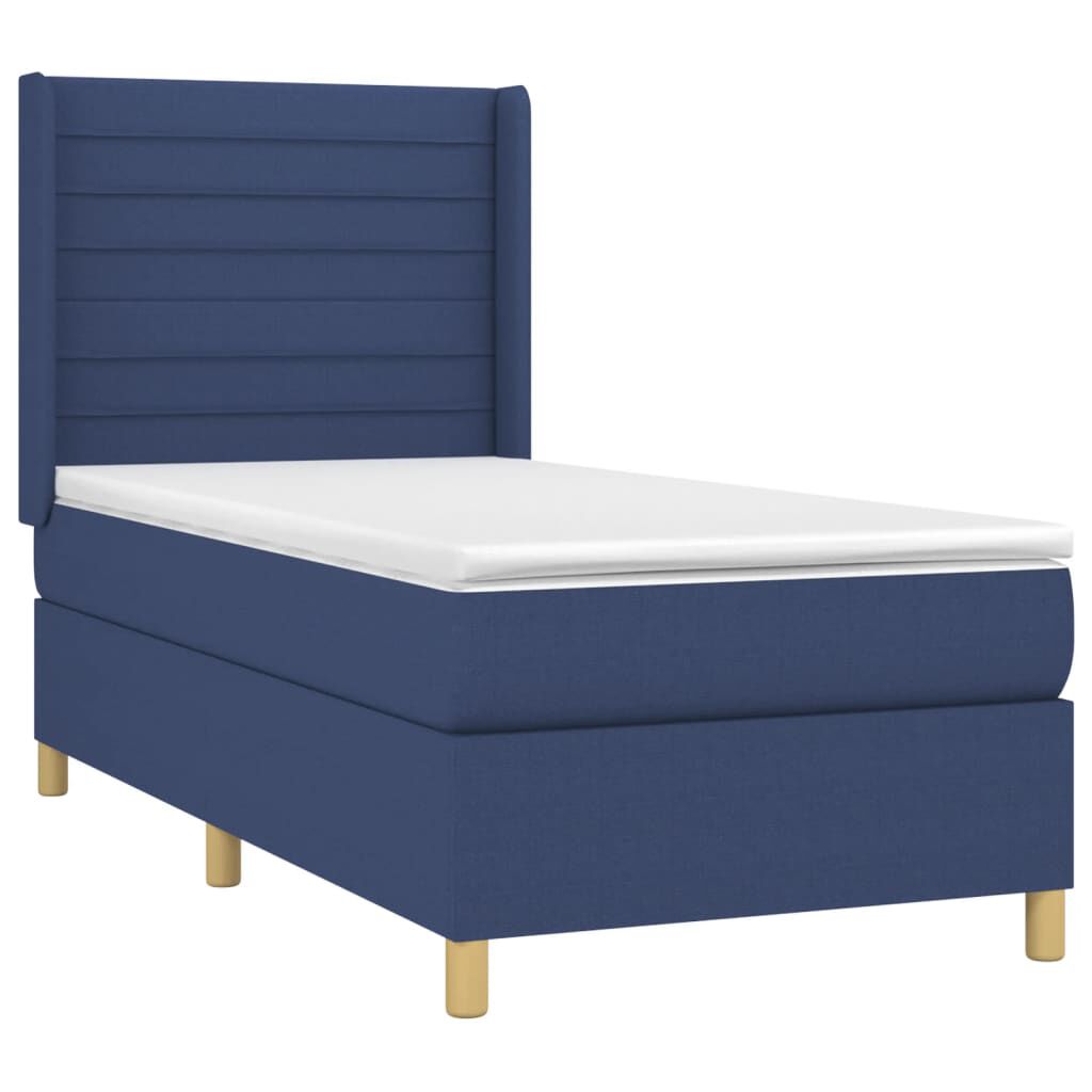 vidaXL Κρεβάτι Boxspring με Στρώμα & LED Μπλε 80x200 εκ. Υφασμάτινο