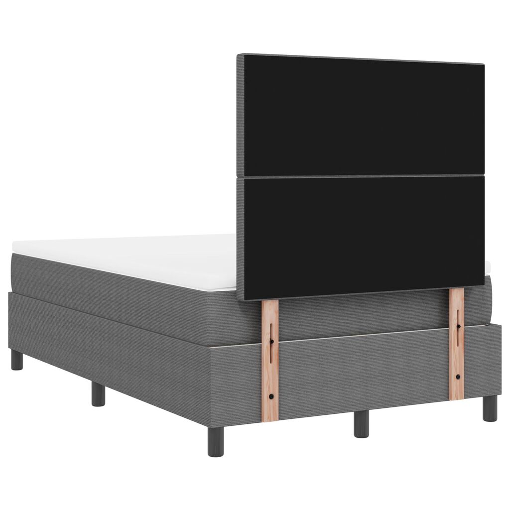 vidaXL Κρεβάτι Box Spring με Στρώμα & LED Ανοιχτό Γκρι 120x200 εκ Ραβδωτού ύφασματος