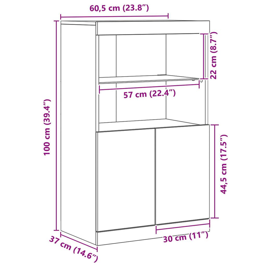 vidaXL Πλαϊνό γραφείο Καφέ 60 x 37 x 100 εκ. Επεξεργασμένο ξύλο