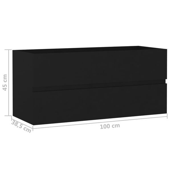 vidaXL Ντουλάπι Νιπτήρα Μαύρο 100x38,5x45 εκ. από Επεξ. Ξύλο