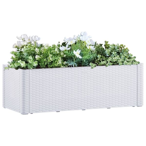 vidaXL Ζαρντινιέρα Κήπου Λευκή 100x43x33 εκ. με Αυτόματο Πότισμα