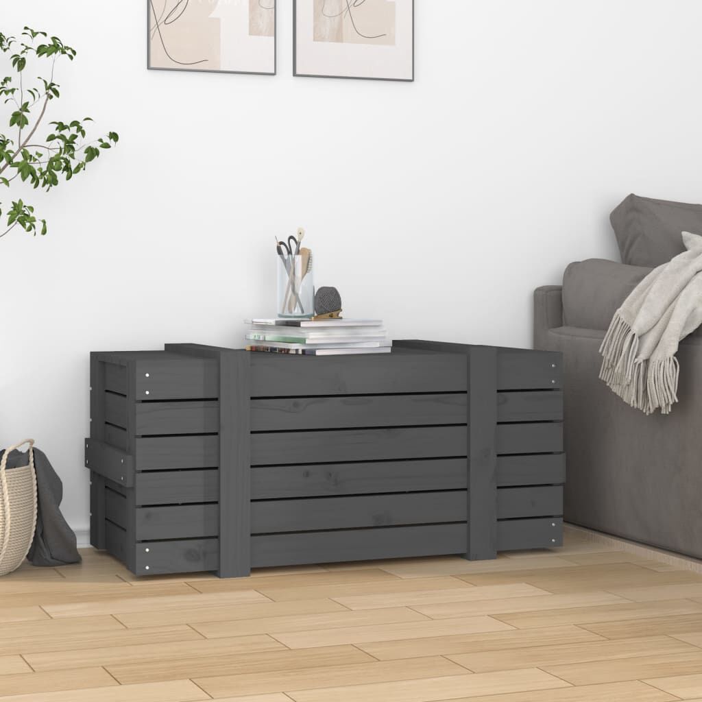 vidaXL Κουτί Αποθήκευσης Γκρι 91x40,5x42 εκ. από Μασίφ Ξύλο Πεύκου