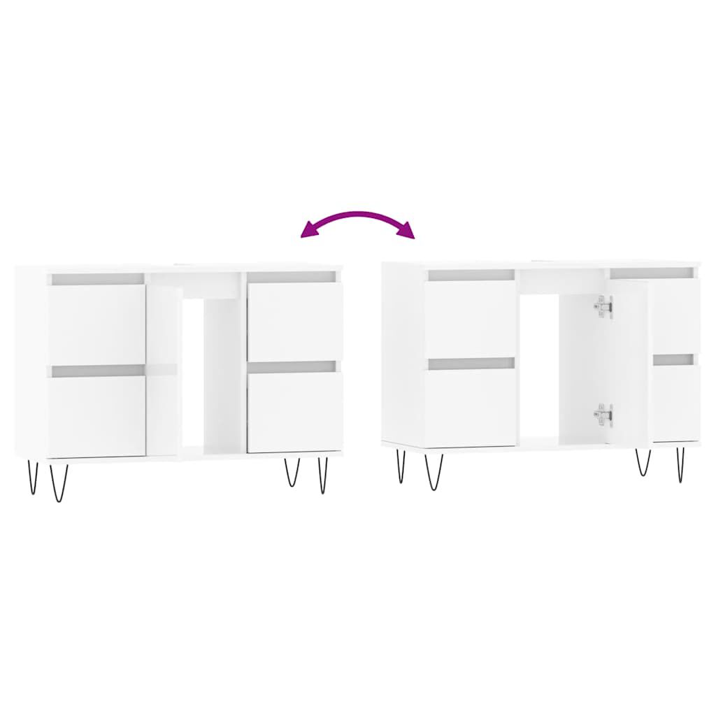 vidaXL Ντουλάπι Μπάνιου Γυαλ. Λευκό 80 x 33 x 60 εκ. από Επεξεργ. Ξύλο
