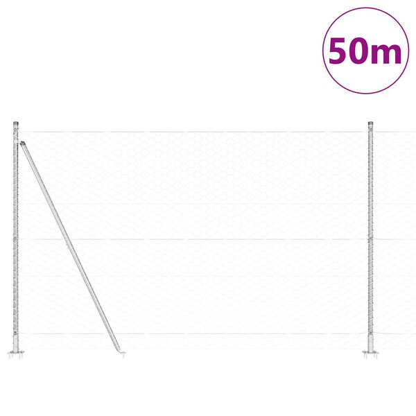 Περίφραξη Hexagon vidaXL 1.4x50 μ Γαλβανισμένος Χάλυβας