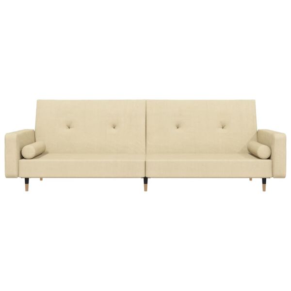 vidaXL Καναπές Κρεβάτι Διθέσιος Κρεμ Βελούδινος με 2 Μαξιλάρια