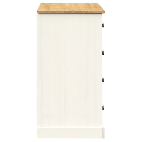 vidaXL Μπουφές με Συρτάρια VIGO Λευκό 113x40x75 εκ. Μασίφ Ξύλο Πεύκου