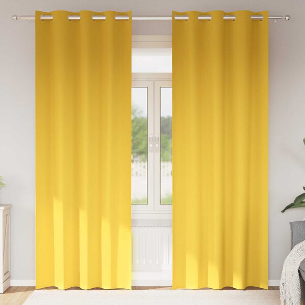 vidaXL Κουρτίνες 2 pcs κίτρινο μουσταρδί 260 x 140 εκ. Πολυεστέρας