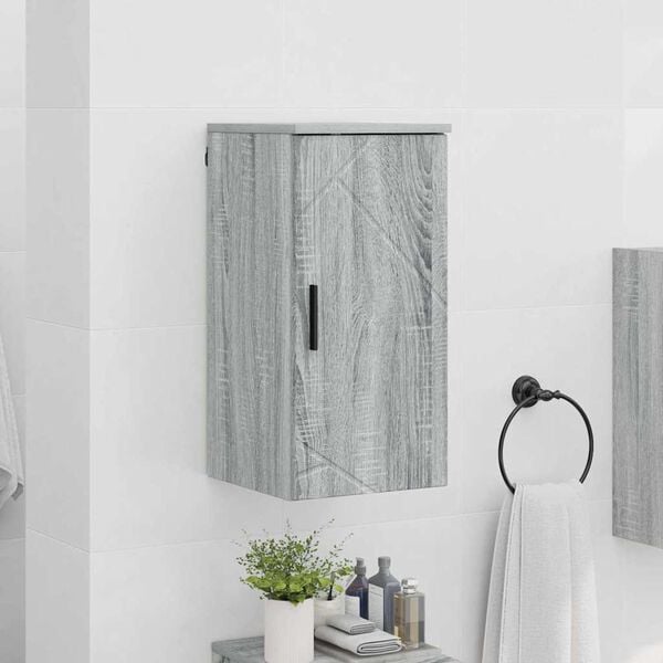 vidaXL Ντουλάπι Μπάνιου με αποθήκευση Γκρι sonoma 30 x 31,5 x 61 εκ