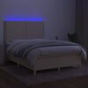 vidaXL &Kappa;&rho;&epsilon;&beta;ά&tau;&iota; Boxspring &mu;&epsilon; &Sigma;&tau;&rho;ώ&mu;&alpha; & LED &Kappa;&rho;&epsilon;&mu; 140x190 &epsilon;&kappa;. &Upsilon;&phi;&alpha;&sigma;&mu;ά&tau;&iota;&nu;&omicron;