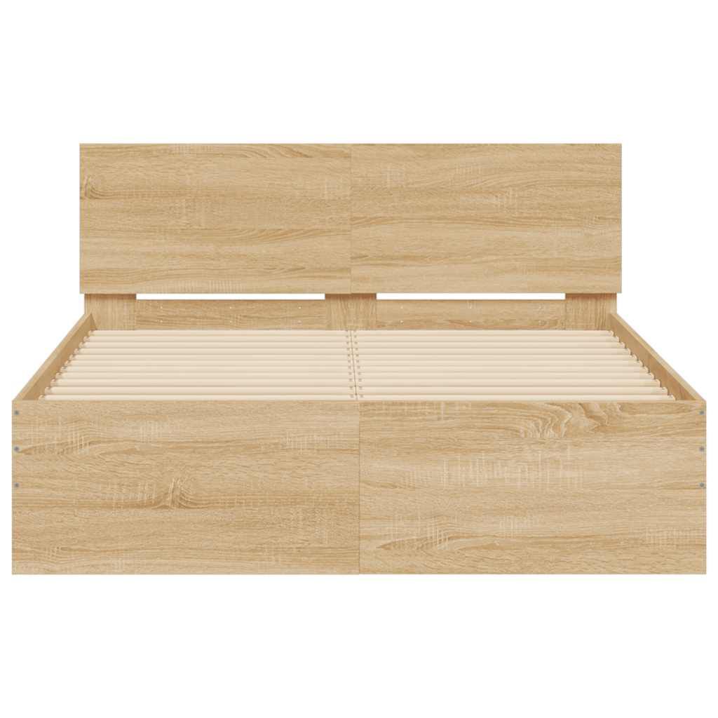 vidaXL Πλαίσιο Κρεβατιού με Κεφαλάρι/LED Sonoma Δρυς 140 x 190 εκ.