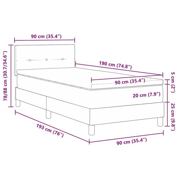 vidaXL Κρεβάτι με ελατήρια με στρώμα Κρεμ 90 x 190 cm ύφασμα
