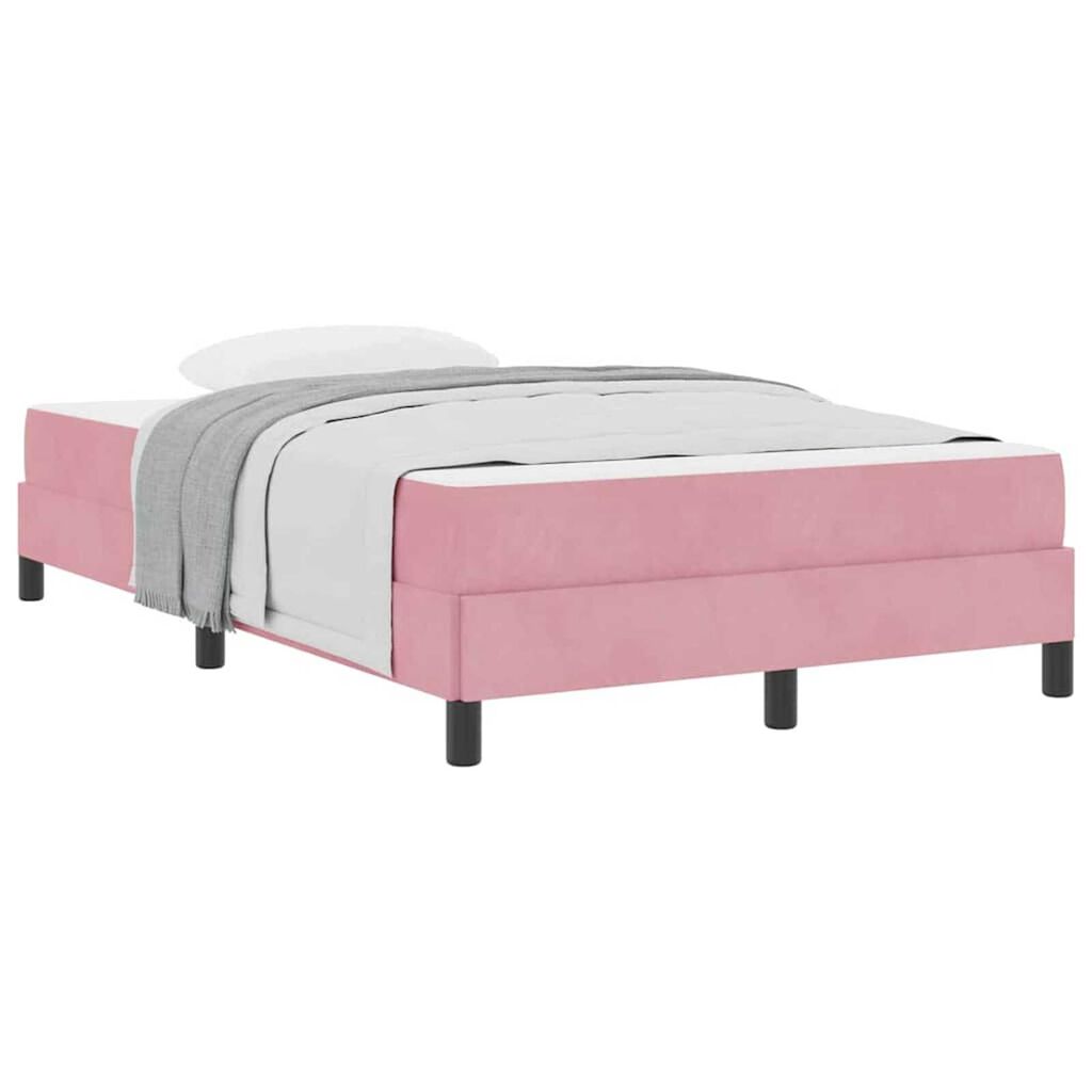 vidaXL Κρεβάτι box spring με στρώμα Ροζ 120 x 220 cm Βελούδο