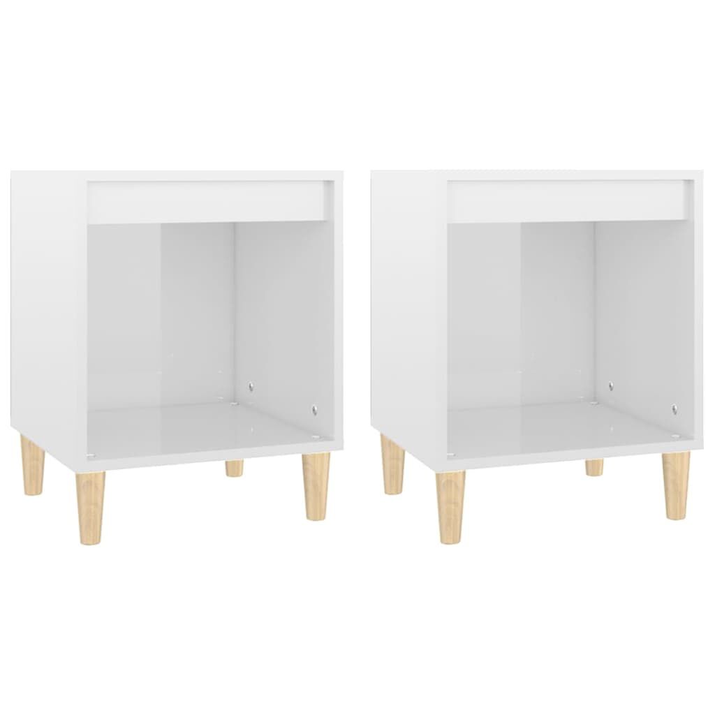 vidaXL Κομοδίνα 2 τεμ. Γυαλιστερό Λευκό 40 x 35 x 50 εκ.
