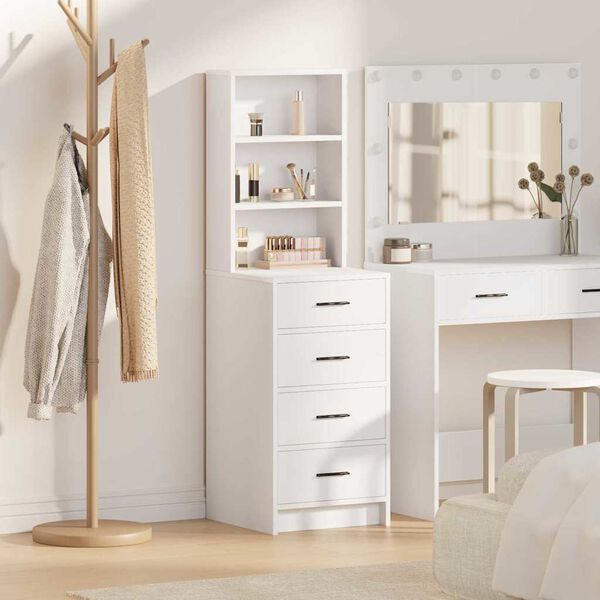 vidaXL Highboard με συρτάρι Λευκό 40 x 41 x 135 εκ. Επεξεργασμένο ξύλο