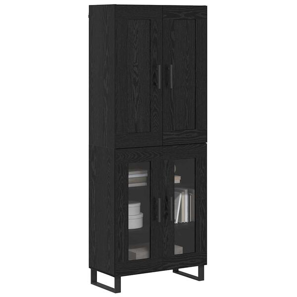 vidaXL Highboard &Mu;&alpha;ύ&rho;&eta; &Omicron;&xi;&upsilon;ά 69,5 x 34 x 180 &epsilon;&kappa;. &Epsilon;&pi;&epsilon;&xi;&epsilon;&rho;&gamma;&alpha;&sigma;&mu;έ&nu;&omicron; &xi;ύ&lambda;&omicron;