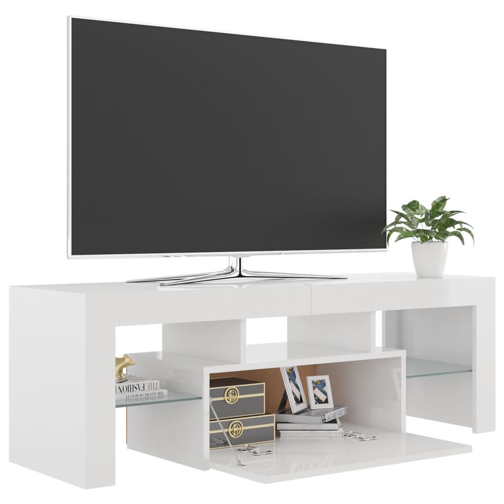 vidaXL Έπιπλο Τηλεόρασης με LED Γυαλιστερό Λευκό 120 x 35 x 40 εκ.