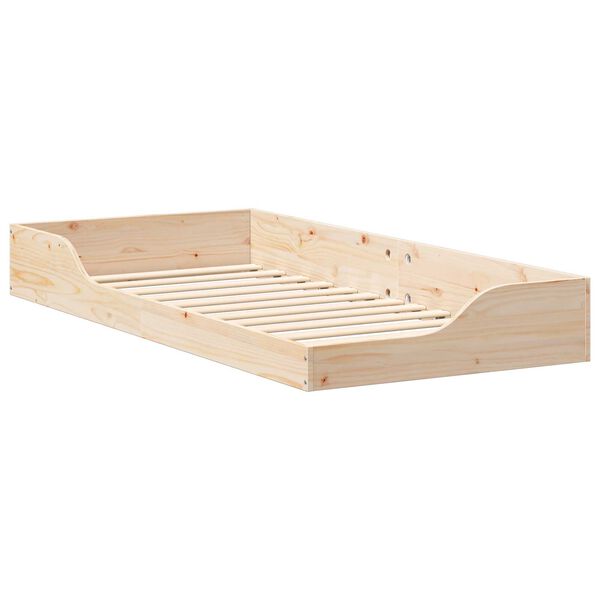 vidaXL Κρεβάτι δαπέδου Καφέ 80 x 200 cm Συμπαγές ξύλο πεύκου