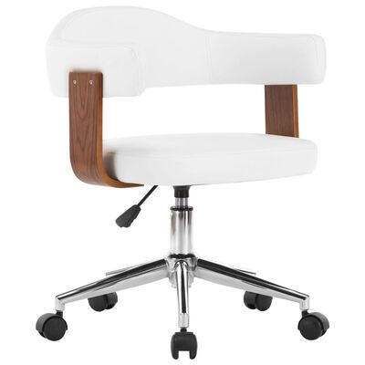 vidaXL Καρέκλα Γραφείου Περιστρεφόμενη Λευκή Λυγισ. Ξύλο/Συνθετ. Δέρμα
