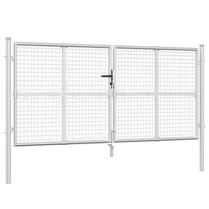 vidaXL Πόρτα Κήπου με Διχτυωτό Ασημί 300x125 εκ. από Γαλβανισμένο Ατσάλι