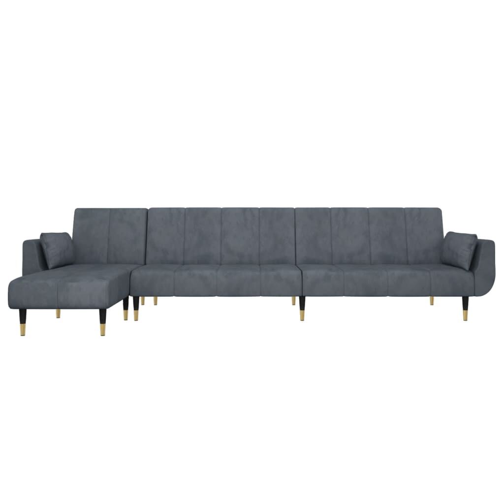 vidaXL Καναπές Κρεβάτι Γωνιακός Σκ. Γκρι 275 x 140 x 70 εκ. Βελούδινος