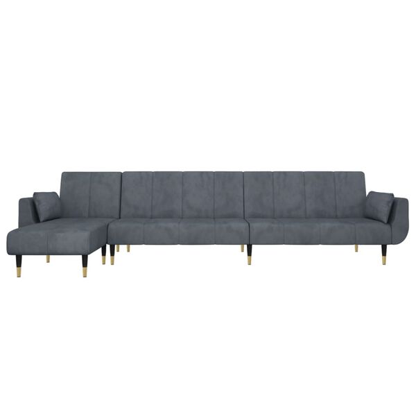 vidaXL Καναπές Κρεβάτι Γωνιακός Σκ. Γκρι 275 x 140 x 70 εκ. Βελούδινος