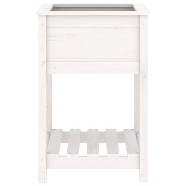 vidaXL Ζαρντινιέρα με Ράφι Λευκή 54 x 54 x 81 εκ. Μασίφ Ξύλο Πεύκου
