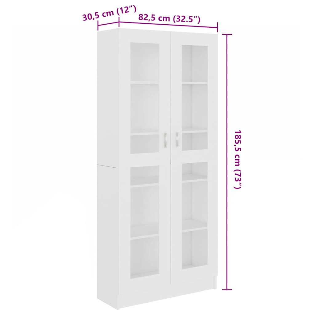 vidaXL Βιτρίνα Λευκή 82,5 x 30,5 x 185,5 εκ. Επεξ. Ξύλο