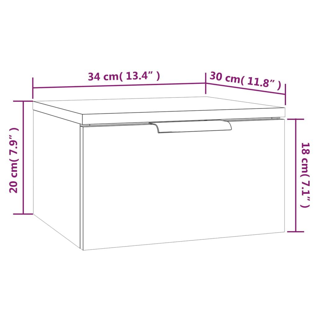 vidaXL Κομοδίνα Επιτοίχιο Sonoma Δρυς 34 x 30 x 20 εκ.