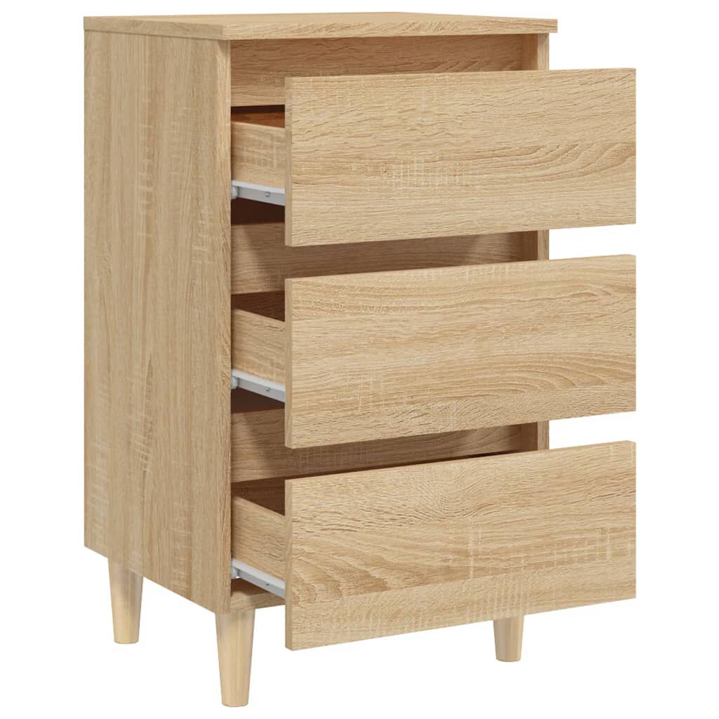 vidaXL Κομοδίνο Sonoma Δρυς 40 x 35 x 69 εκ. με Μασίφ Ξύλινα Πόδια