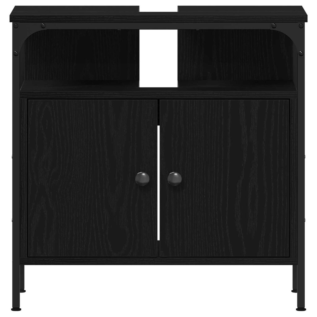 vidaXL Σετ Επίπλων Μπάνιου με ράφι 4 pcs Μαύρη δρυς 33 x 33 x 185.5 εκ