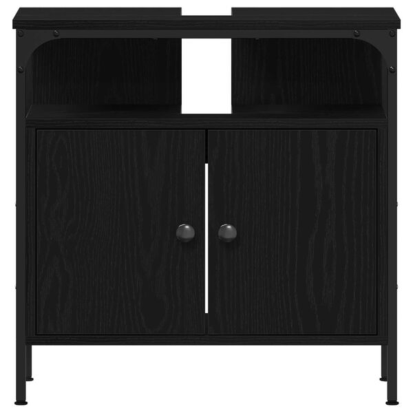 vidaXL Σετ Επίπλων Μπάνιου με ράφι 4 pcs Μαύρη δρυς 33 x 33 x 185.5 εκ
