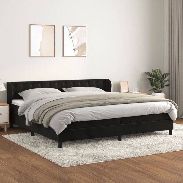 vidaXL &Kappa;&rho;&epsilon;&beta;ά&tau;&iota; Boxspring &mu;&epsilon; &Sigma;&tau;&rho;ώ&mu;&alpha; &Mu;&alpha;ύ&rho;&omicron; 200x200 &epsilon;&kappa;. &Beta;&epsilon;&lambda;&omicron;ύ&delta;&iota;&nu;&omicron;