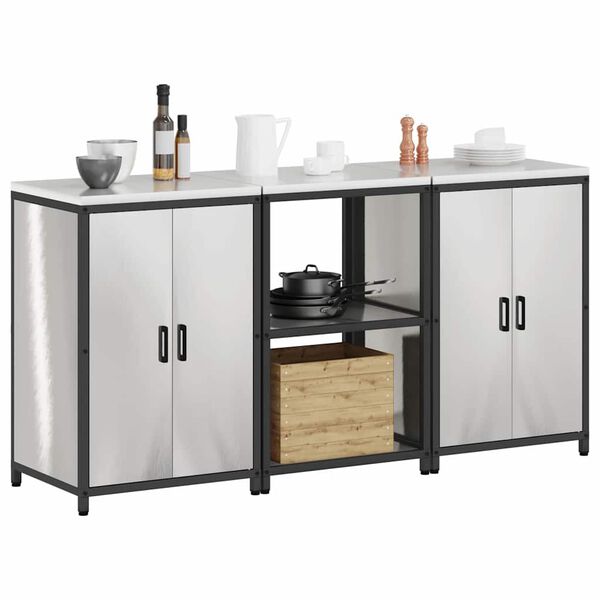 vidaXL &Sigma;&epsilon;&tau; &Alpha;&pi;&omicron;&theta;ή&kappa;&epsilon;&upsilon;&sigma;&eta;&sigmaf; &Kappa;&omicron;&upsilon;&zeta;ί&nu;&alpha;&sigmaf; &mu;&epsilon; &rho;ά&phi;&iota; 3 pcs &Alpha;&sigma;&eta;&mu;ί &Alpha;&nu;&omicron;&xi;&epsilon;ί&delta;&omega;&tau;&omicron; &alpha;&tau;&sigma;ά&lambda;&iota;