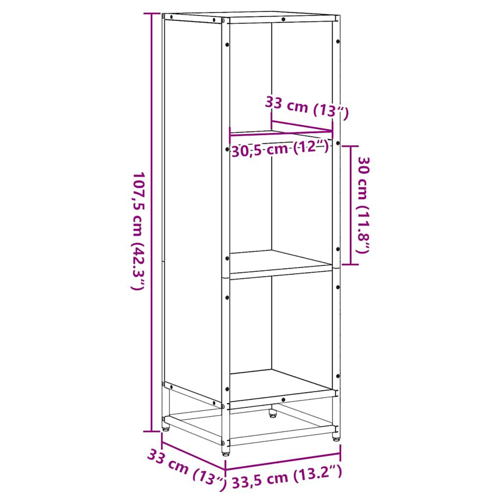 vidaXL Βιβλιοθήκη Καπνιστή Δρυς 33,5x33x107,5εκ από Επεξεργασμένο Ξύλο